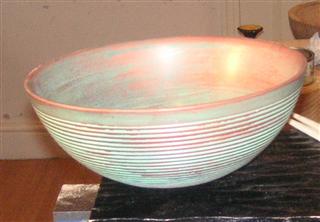 The finished bowl textured and coloured